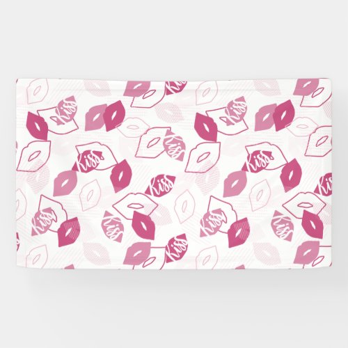 Pink Lips Kissing Pattern Banner