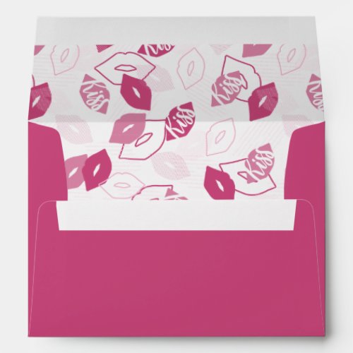 Pink Lips Kissing Pattern Black Ver Envelope