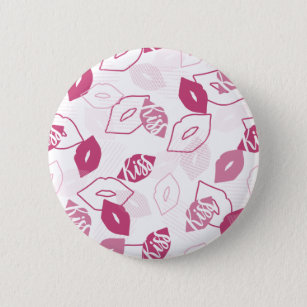 Pink Lips Kissing Pattern Button