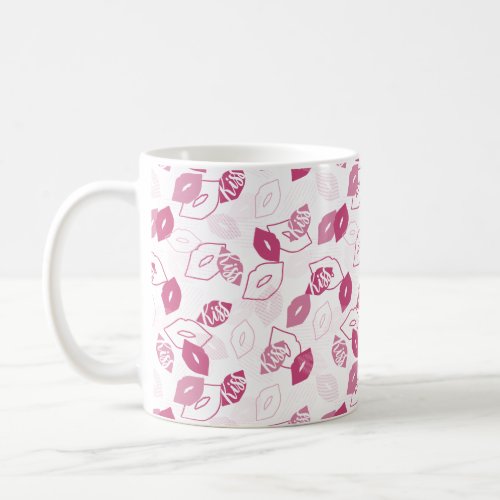 Pink Lips Kissing Pattern Coffee Mug