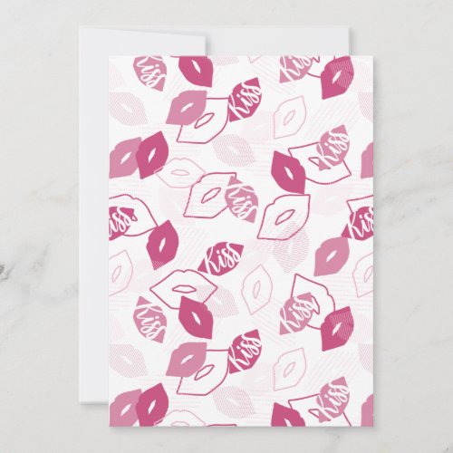 Pink Lips Kissing Pattern Thank You Card