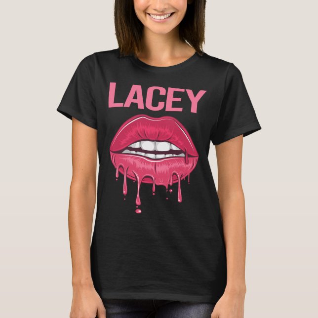 Pink Lips - Lacey Name T-Shirt (Front)