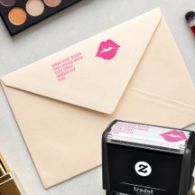 Pink Lips Lipstick Kiss Return Address