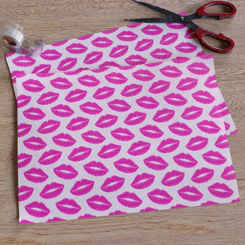 Pink Lips Lipstick Kisses Tissue Paper