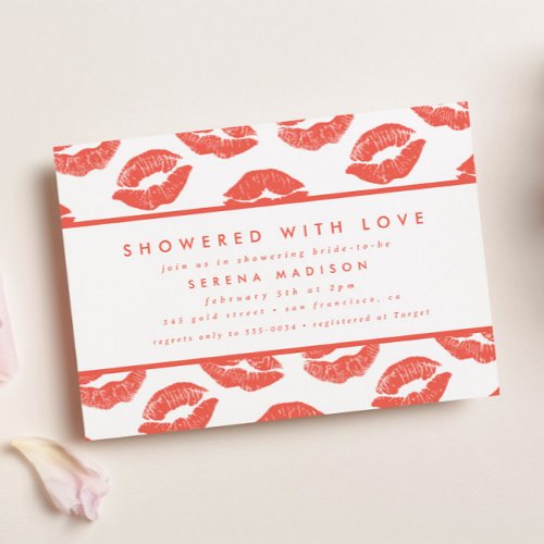 Pink Lips Love Valentine Bridal Shower Invitation