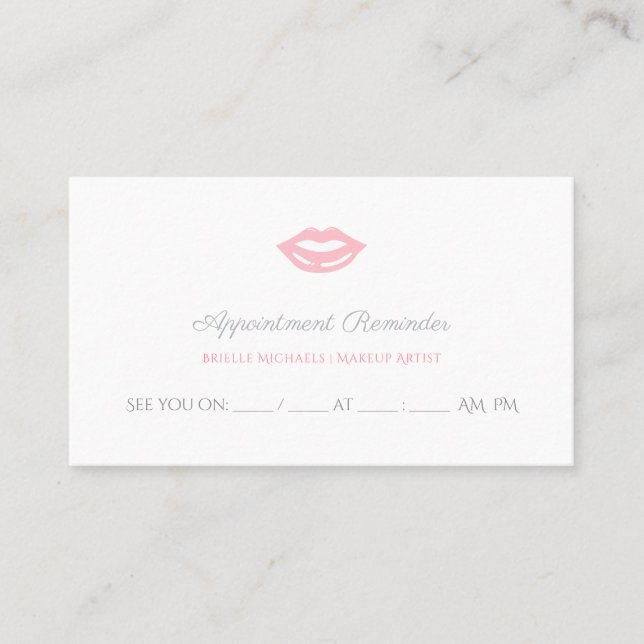 Pink Lips Makeup Appointment Card (Front)