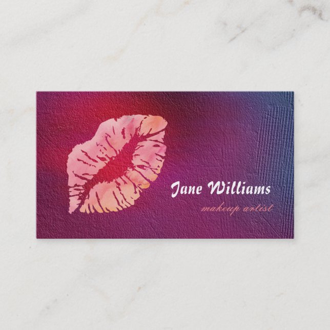 Pink Lips Makeup Artist Business Card (Front)