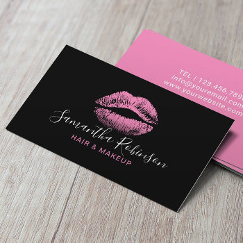 Pink Lips Makeup Artist Hair Stylist Beauty Salon Business Card by cardfactory at Zazzle
