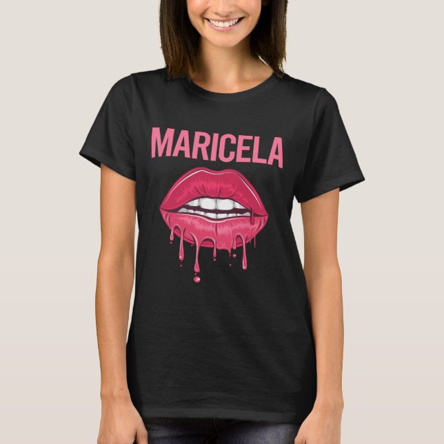 Pink Lips - Maricela Name T-Shirt (Front)