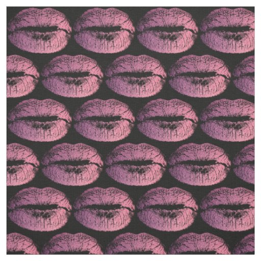 Pink Lips on Black Fabric