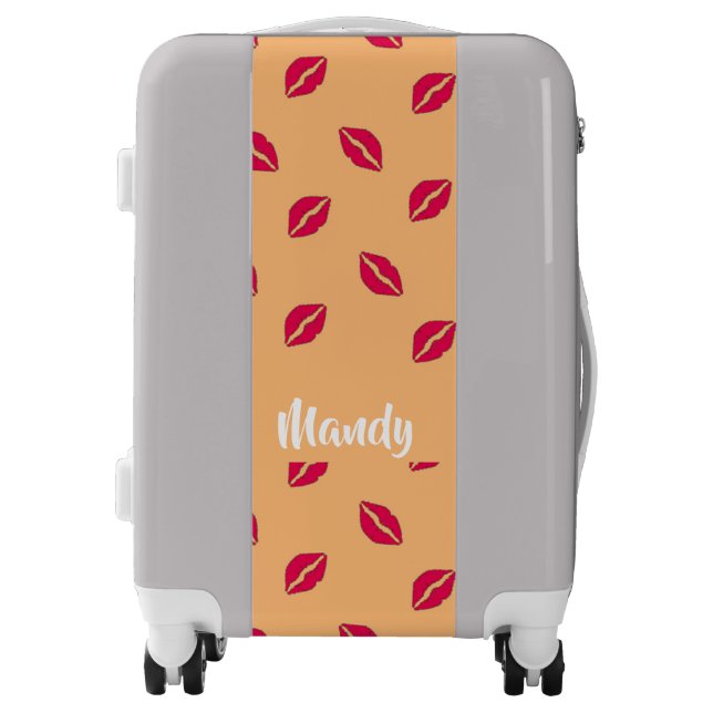 Pink lips pattern luggage (Front)