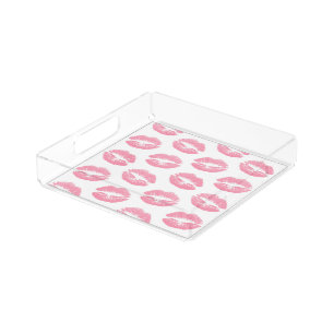 Pink Lips, Pattern Of Lips, Pink Lipstick, Kiss Acrylic Tray