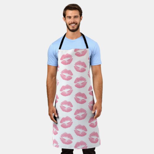 Pink Lips Pattern Of Lips Pink Lipstick Kiss Apron