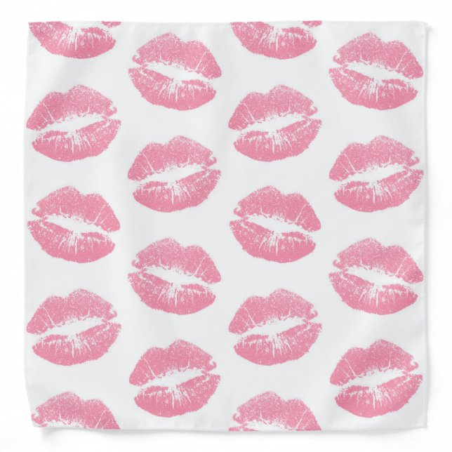 Pink Lips, Pattern Of Lips, Pink Lipstick, Kiss Bandana (Front)