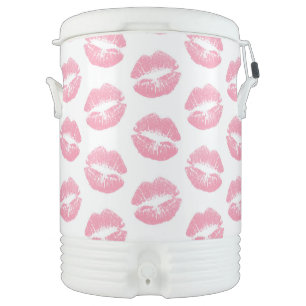 Pink Lips, Pattern Of Lips, Pink Lipstick, Kiss Beverage Cooler