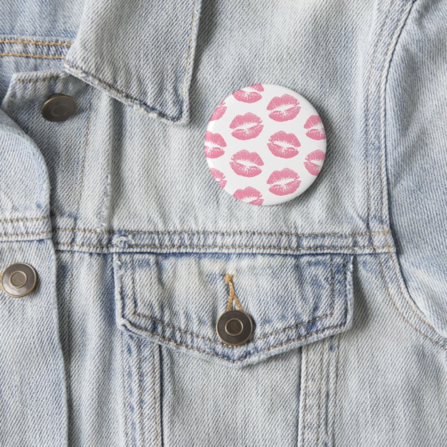 Pink Lips, Pattern Of Lips, Pink Lipstick, Kiss Button (In Situ)