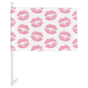 Pink Lips, Pattern Of Lips, Pink Lipstick, Kiss Car Flag