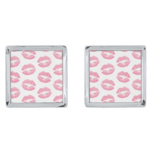 Pink Lips Pattern Of Lips Pink Lipstick Kiss Cufflinks