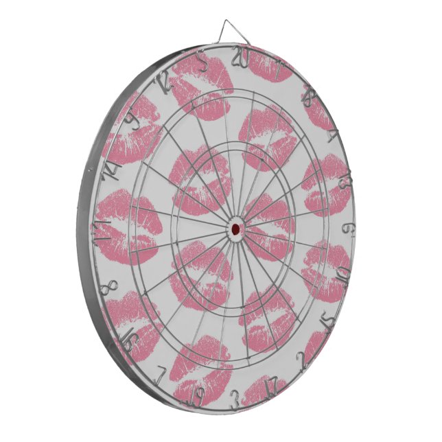 Pink Lips, Pattern Of Lips, Pink Lipstick, Kiss Dart Board (Front Left)