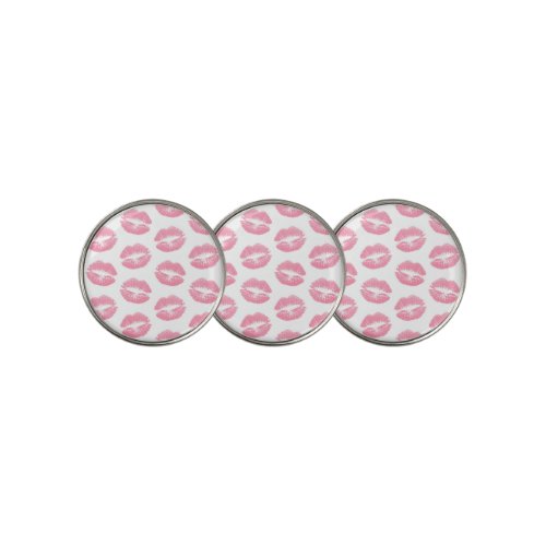 Pink Lips Pattern Of Lips Pink Lipstick Kiss Golf Ball Marker