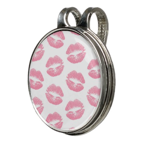 Pink Lips Pattern Of Lips Pink Lipstick Kiss Golf Hat Clip