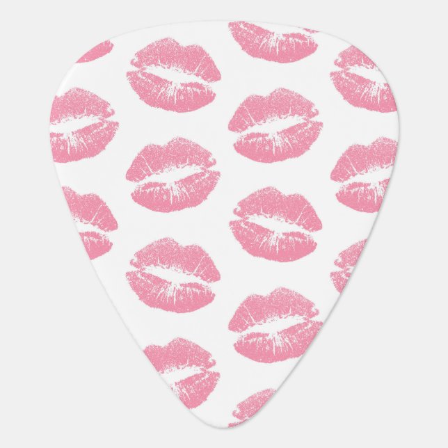 Pink Lips, Pattern Of Lips, Pink Lipstick, Kiss Guitar Pick (Front)