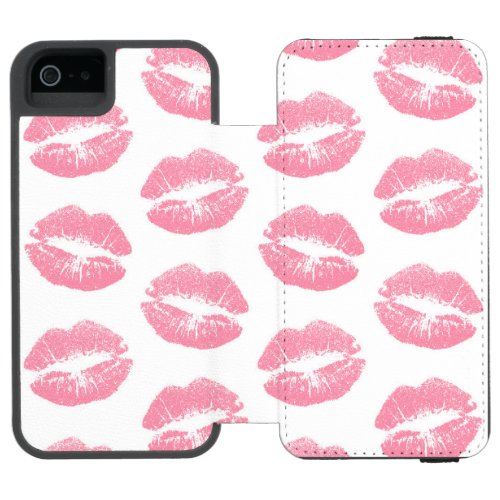 Pink Lips Pattern Of Lips Pink Lipstick Kiss iPhone SE55s Wallet Case