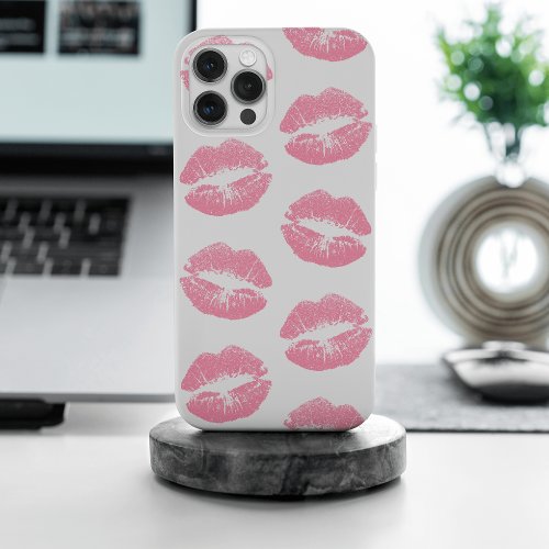 Pink Lips Pattern Of Lips Pink Lipstick Kiss iPhone 15 Pro Max Case