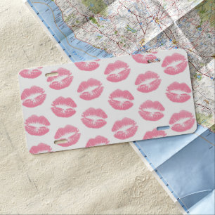 Pink Lips, Pattern Of Lips, Pink Lipstick, Kiss License Plate
