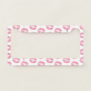 Pink Lips, Pattern Of Lips, Pink Lipstick, Kiss License Plate Frame