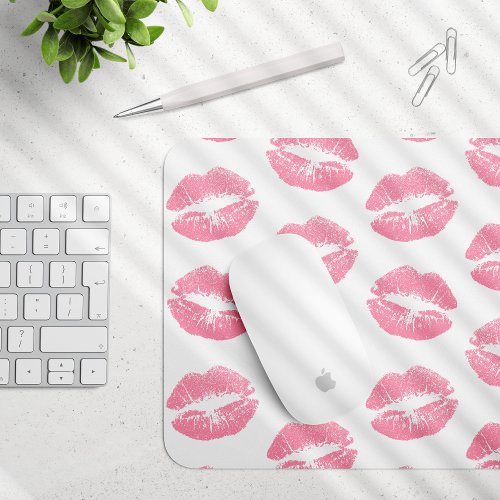 Pink Lips Pattern Of Lips Pink Lipstick Kiss Mouse Pad
