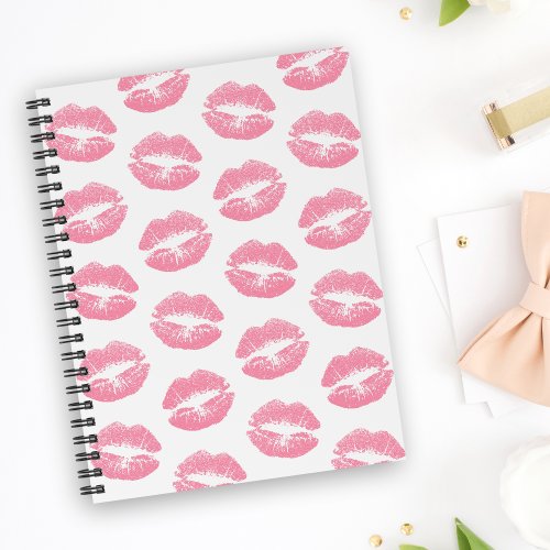 Pink Lips Pattern Of Lips Pink Lipstick Kiss Notebook