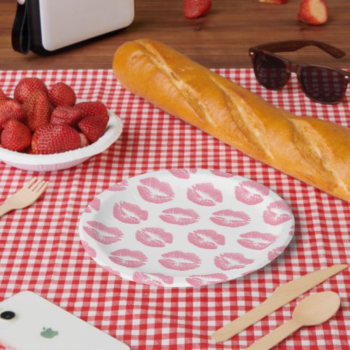 Pink Lips Pattern Of Lips Pink Lipstick Kiss Paper Plates