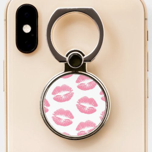 Pink Lips Pattern Of Lips Pink Lipstick Kiss Phone Ring Stand