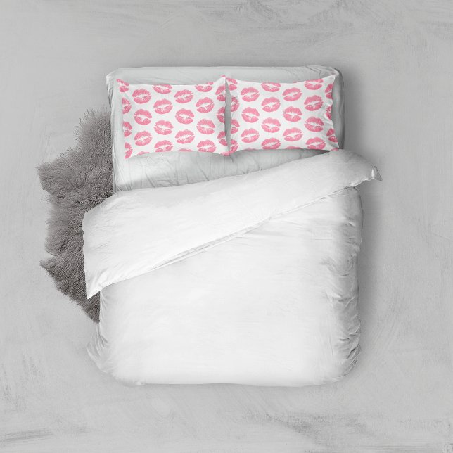 Pink Lips, Pattern Of Lips, Pink Lipstick, Kiss Pillow Case (Creator Uploaded)