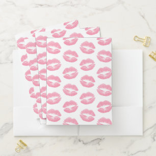 Pink Lips, Pattern Of Lips, Pink Lipstick, Kiss Pocket Folder