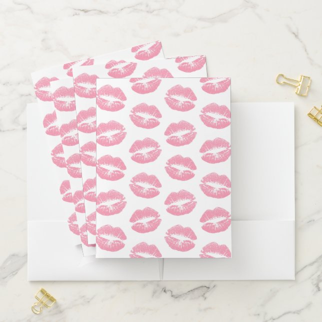 Pink Lips, Pattern Of Lips, Pink Lipstick, Kiss Pocket Folder (In Situ)
