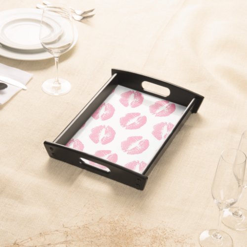 Pink Lips Pattern Of Lips Pink Lipstick Kiss Serving Tray