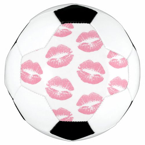 Pink Lips Pattern Of Lips Pink Lipstick Kiss Soccer Ball