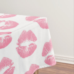 Pink Lips, Pattern Of Lips, Pink Lipstick, Kiss Tablecloth