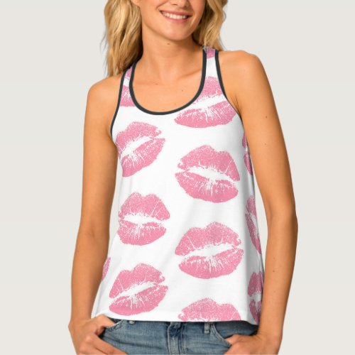 Pink Lips Pattern Of Lips Pink Lipstick Kiss Tank Top