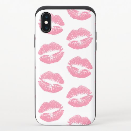 Pink Lips Pattern Of Lips Pink Lipstick Kiss iPhone XS Slider Case