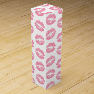 Pink Lips, Pattern Of Lips, Pink Lipstick, Kiss Wine Box