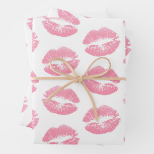 Pink Lips, Pattern Of Lips, Pink Lipstick, Kiss Wrapping Paper Sheets