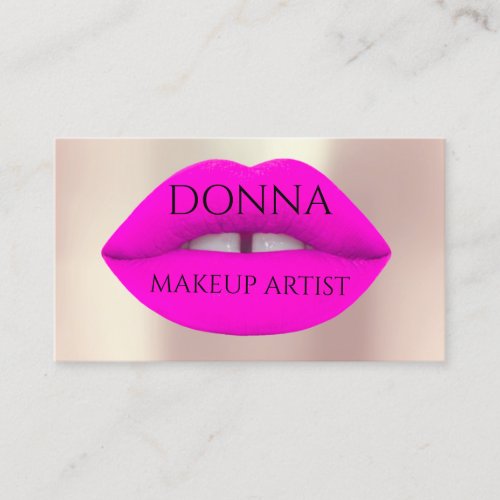 Pink Lips QR Code Logo Makeup Artist Blush Business Card