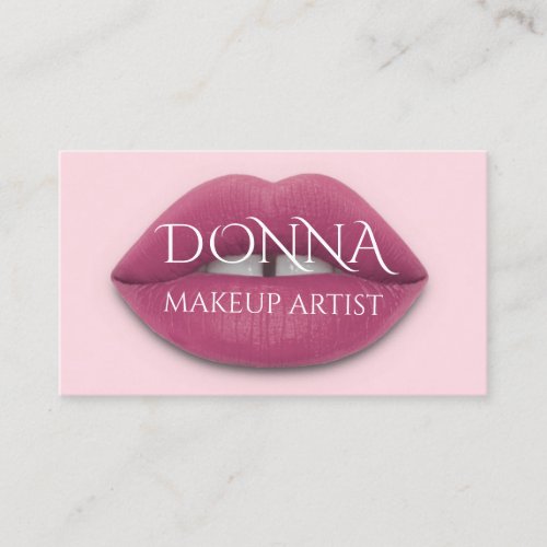  Pink Lips QR Code Logo Makeup Lipstick Gloss Business Card