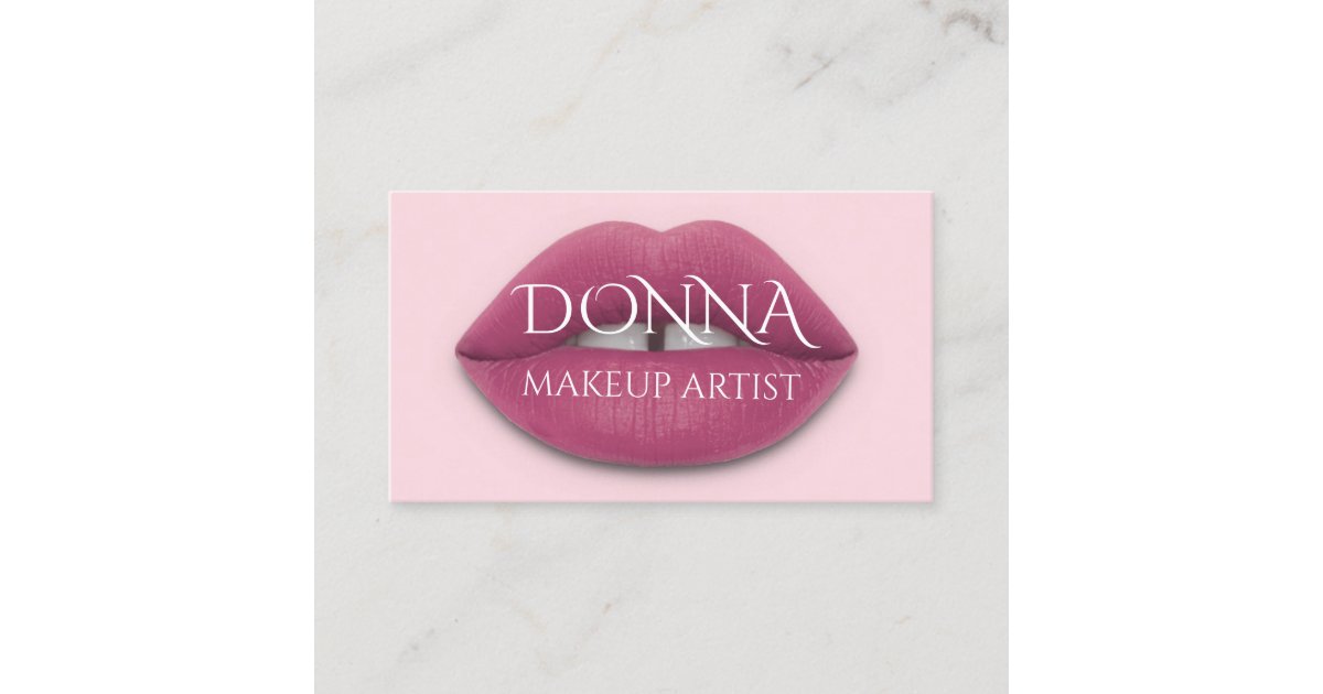 Pink Lips QR Code Logo Makeup Lipstick Gloss Business Card | Zazzle