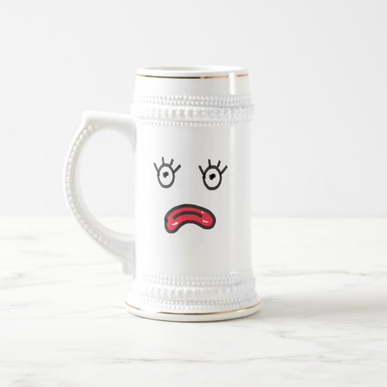 Pink lips sad face  beer stein