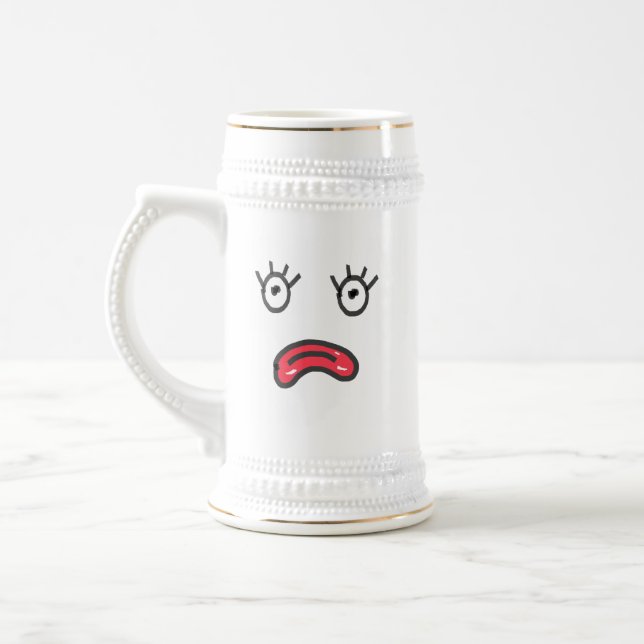 Pink lips sad face  beer stein (Left)