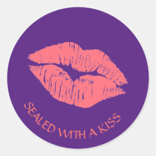 Pink Lips Sealed With A Kiss Classic Round Sticker